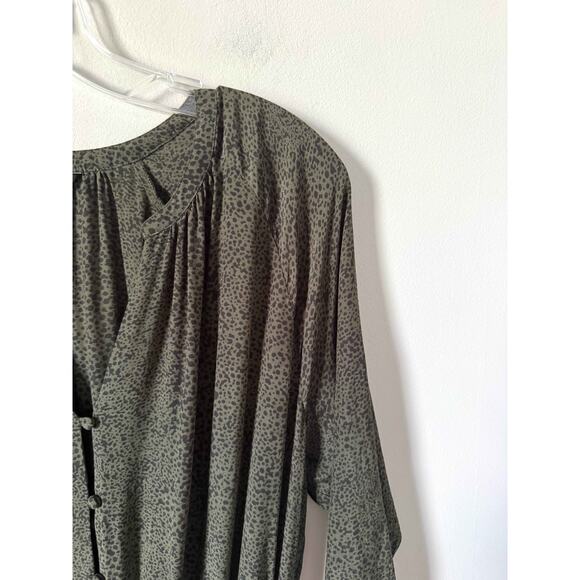 Rails Jasmine Speckled Long Sleeve Mini Dress Green Black Medium Small - Picture 6 of 12